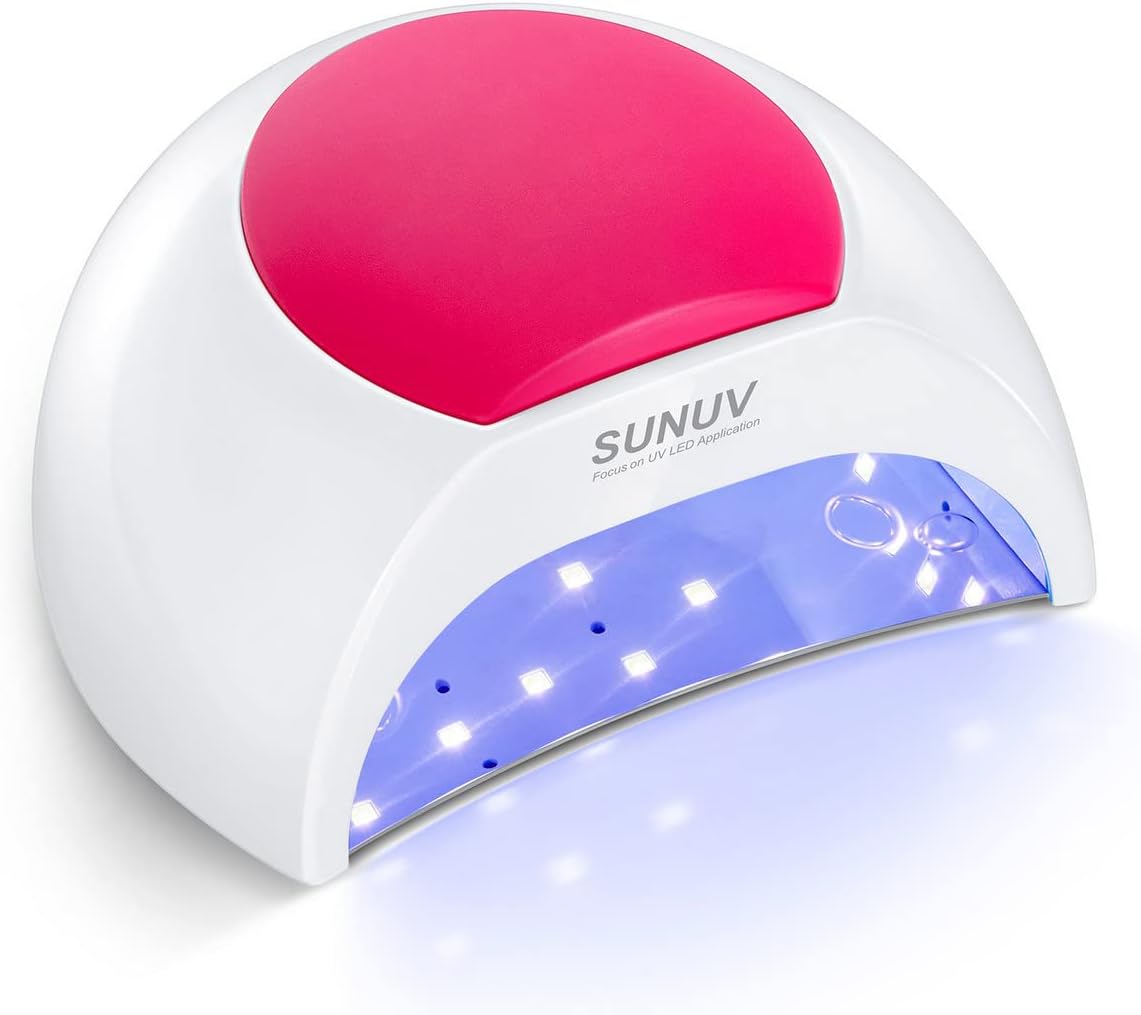 SUNUV UV Light for Nails, UV LED Nail Lamp with 4 Timer Settings, 33 LEDs Compatible with All Gel Polish Auto Sensor Removable Base SUN2C Rose