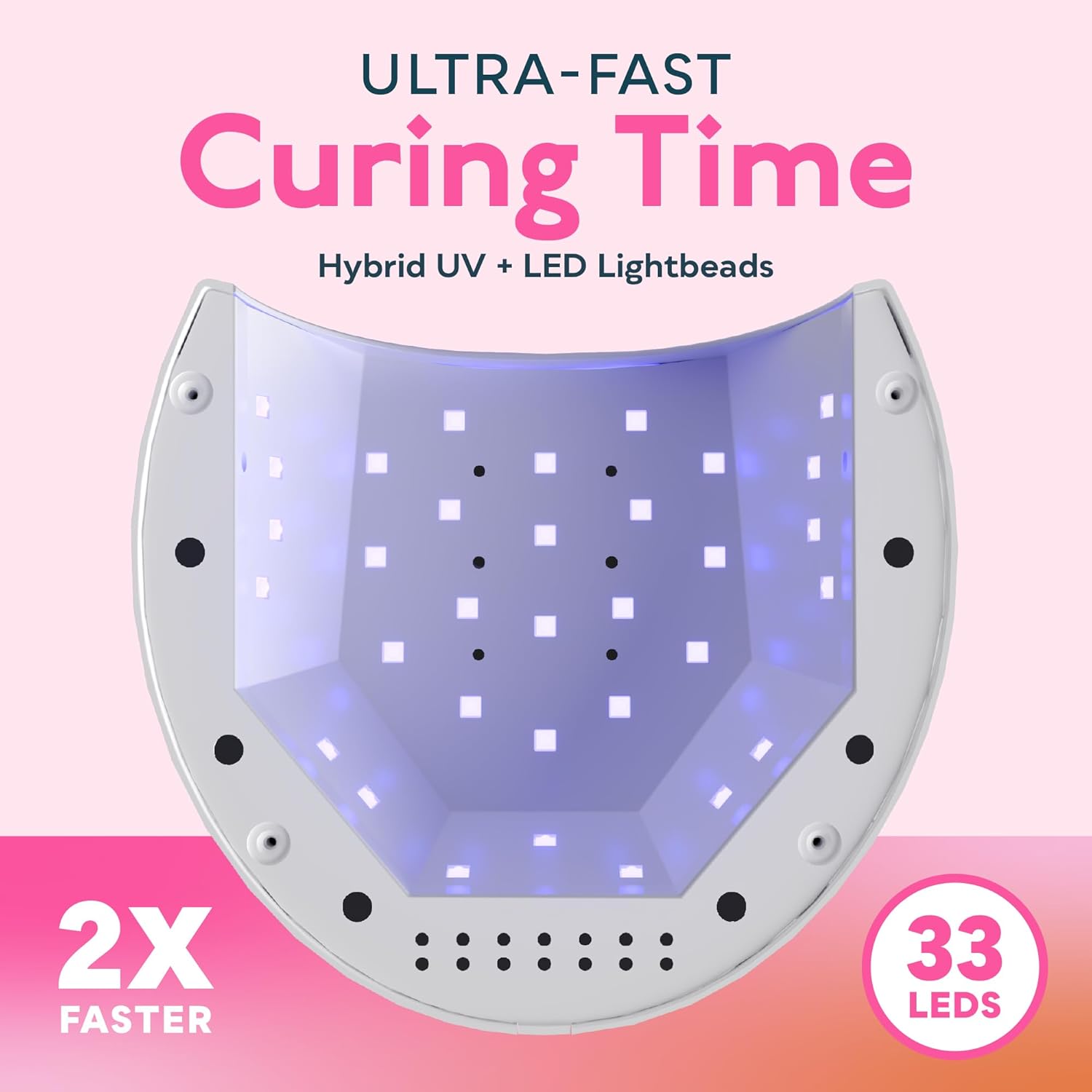 SUNUV UV Light for Nails, UV LED Nail Lamp with 4 Timer Settings, 33 LEDs Compatible with All Gel Polish Auto Sensor Removable Base SUN2C Rose