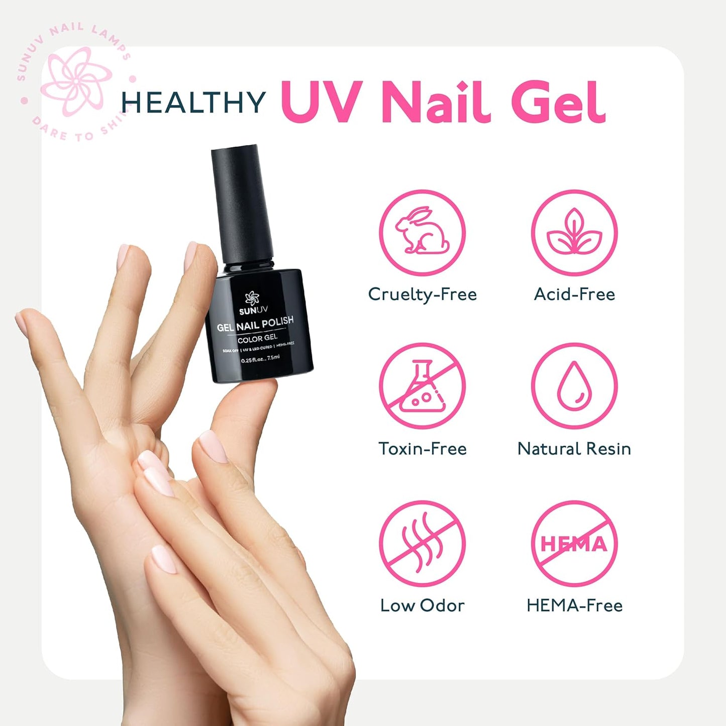 SUNUV Gel Nail Polish Kit with UV Light, Gel Polish Nail Kit Base and Glossy Top Coat Set 12 Colors Manicure Tools Gift for Woman