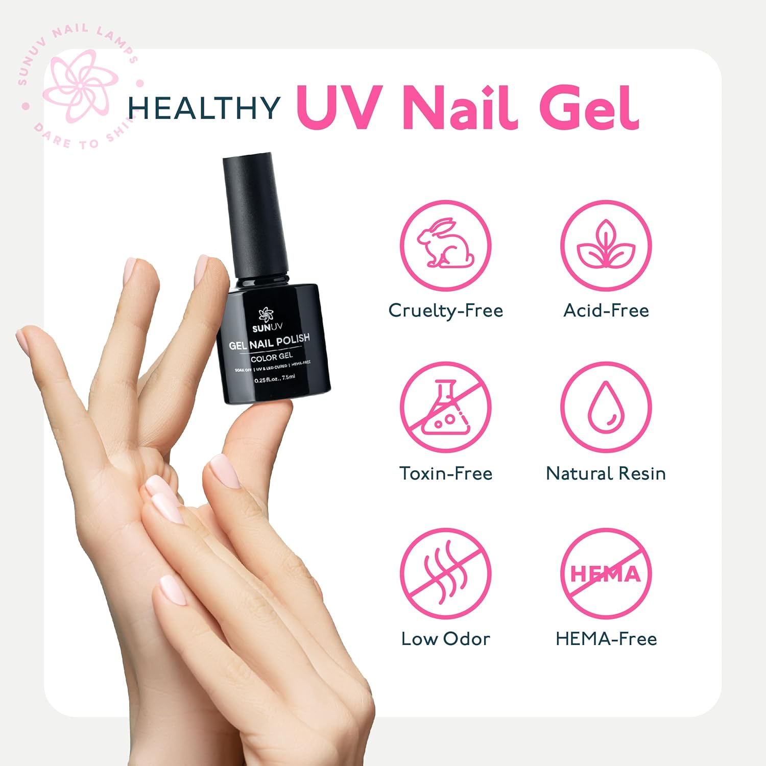 SUNUV Gel Nail Polish Kit with UV Light, Gel Polish Nail Kit Base and Glossy Top Coat Set 12 Colors Manicure Tools Gift for Woman