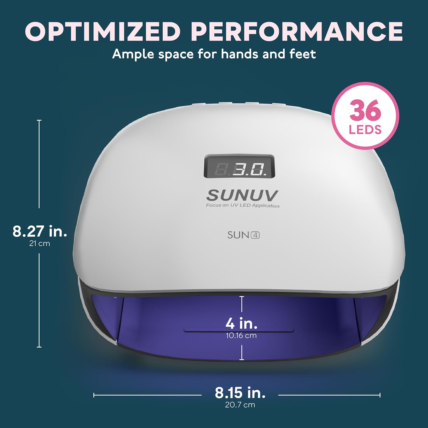 SUNUV 48W UV LED Nail Lamp, UV Light for Nails Compatible with All Gel Polish, 36 LEDS with 4 Timer Settings, LCD Display for Home Salon SUN4 Black
