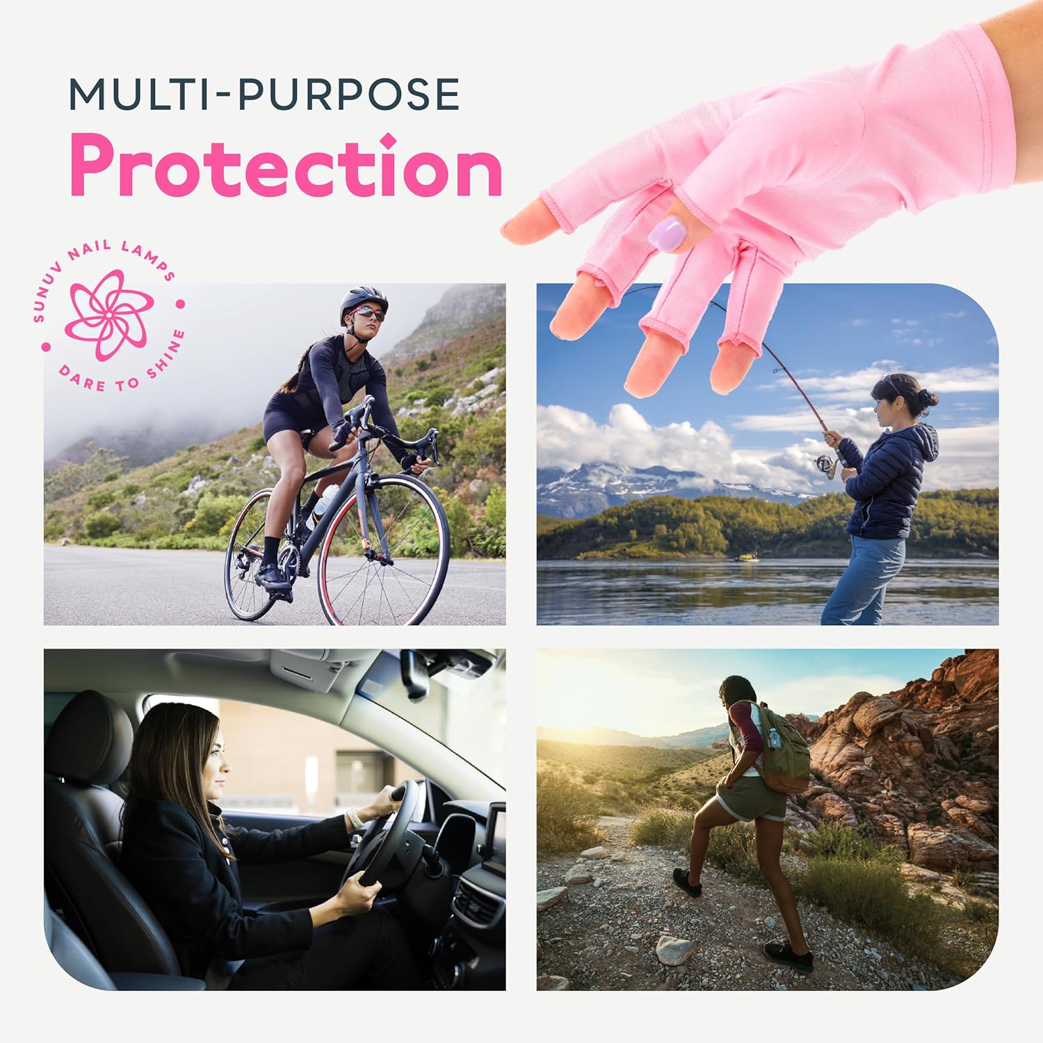 SUNUV LED Gloves for Gel Nails, UPF 50+ Anti UV Gloves for Gel Nail Lamp, Professional UV Gloves for Nail Techs