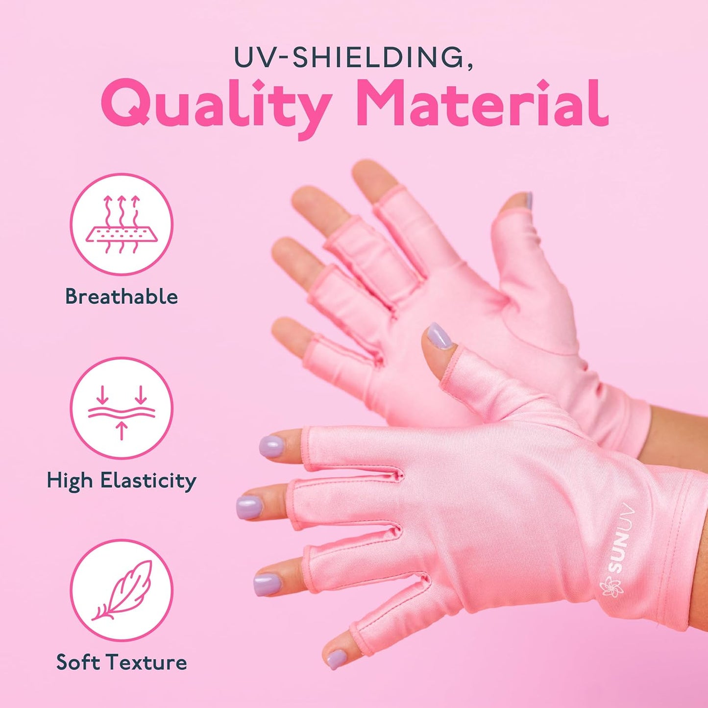 SUNUV LED Gloves for Gel Nails, UPF 50+ Anti UV Gloves for Gel Nail Lamp, Professional UV Gloves for Nail Techs