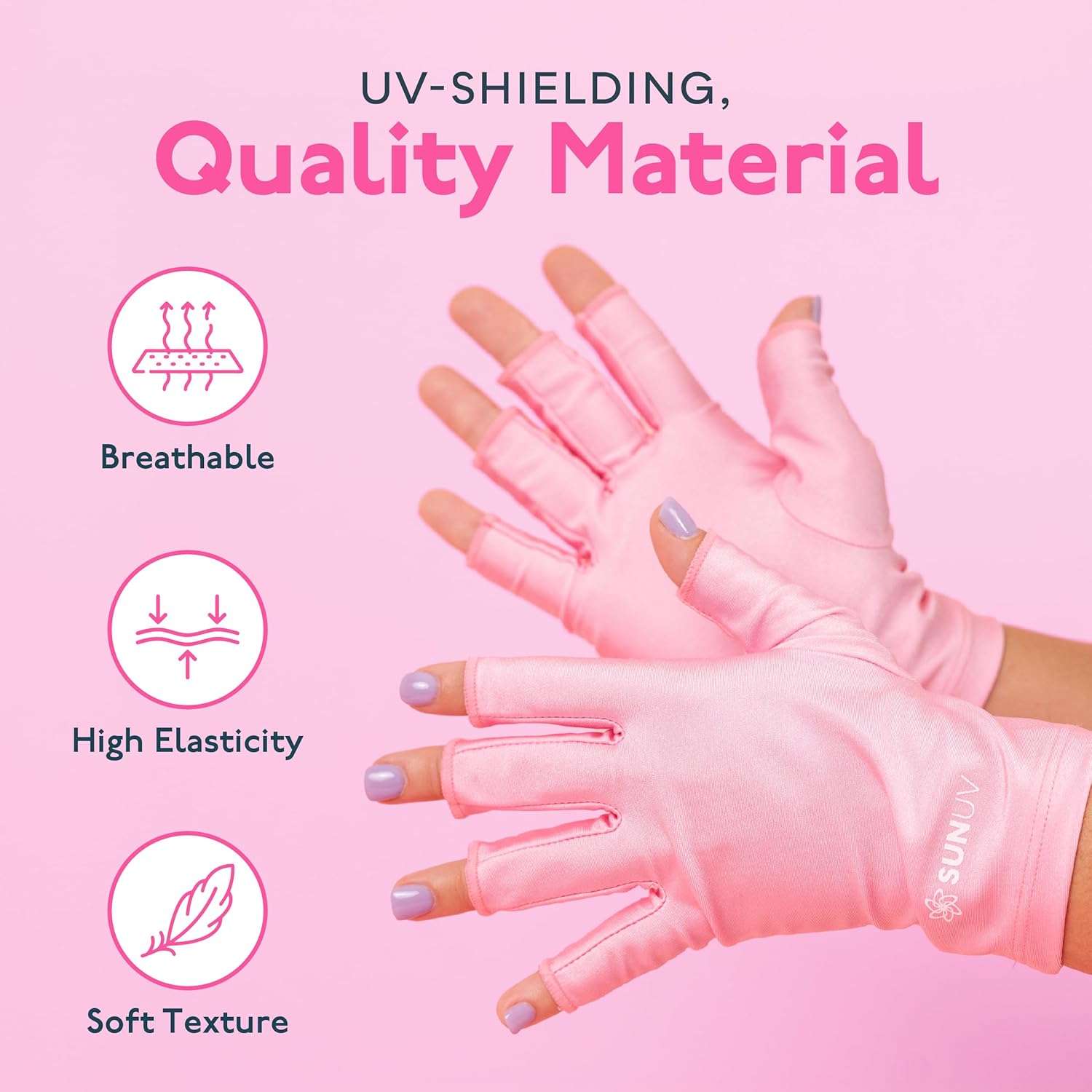 SUNUV LED Gloves for Gel Nails, UPF 50+ Anti UV Gloves for Gel Nail Lamp, Professional UV Gloves for Nail Techs