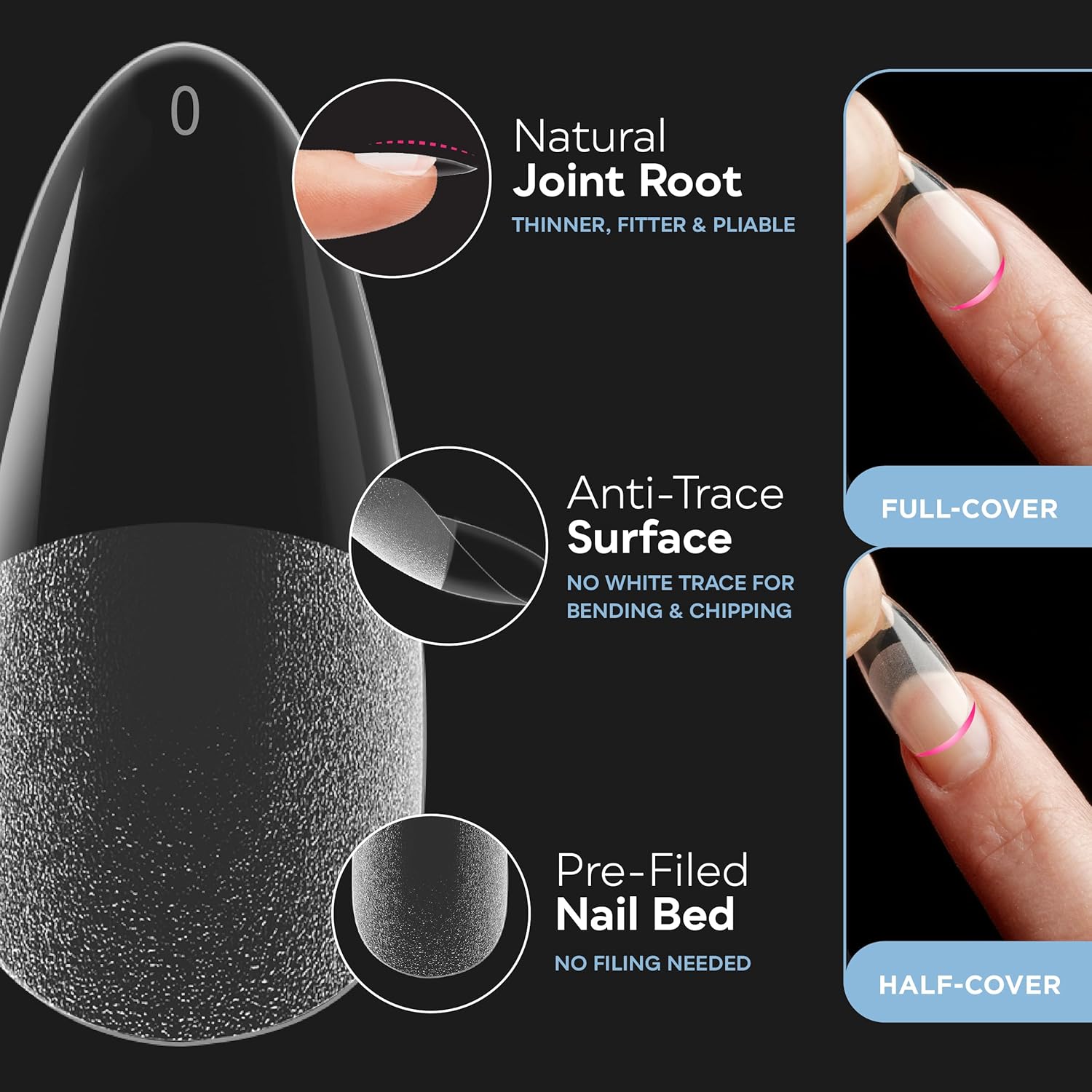 SUNUV 600 PCS Medium Almond Gel Nail Tips, SUN2C UV LED Nail Lamp White