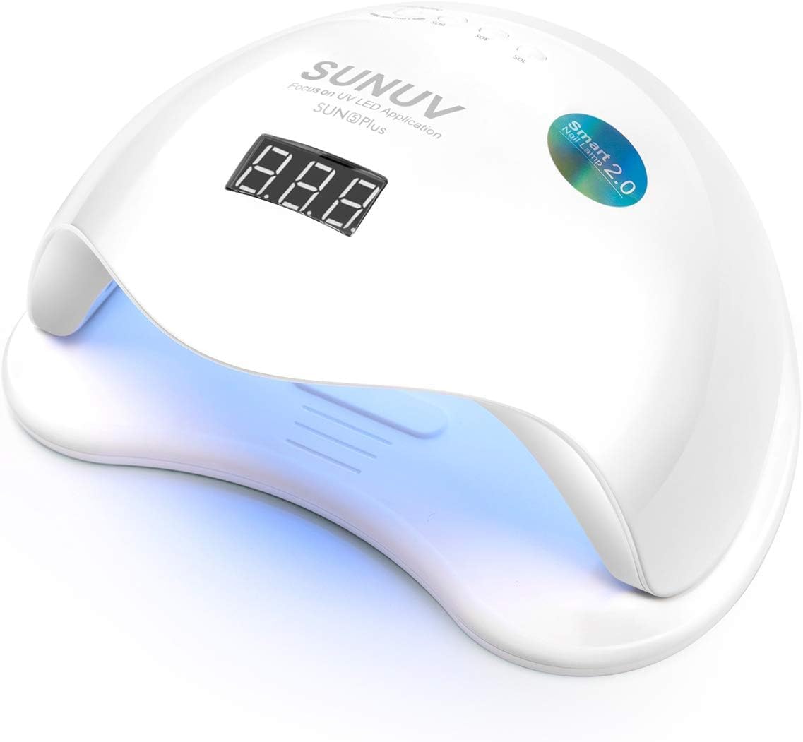 SUNUV UV Light for Nails, UV LED Nail Lamp with 4 Timer Settings, Compatible with All Gel Polish, Auto Sensor LCD Display Removable Base, SUN5