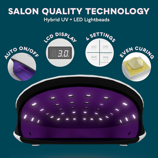 SUNUV 48W UV LED Nail Lamp, UV Light for Nails Compatible with All Gel Polish, 36 LEDS with 4 Timer Settings, LCD Display for Home Salon SUN4 Black