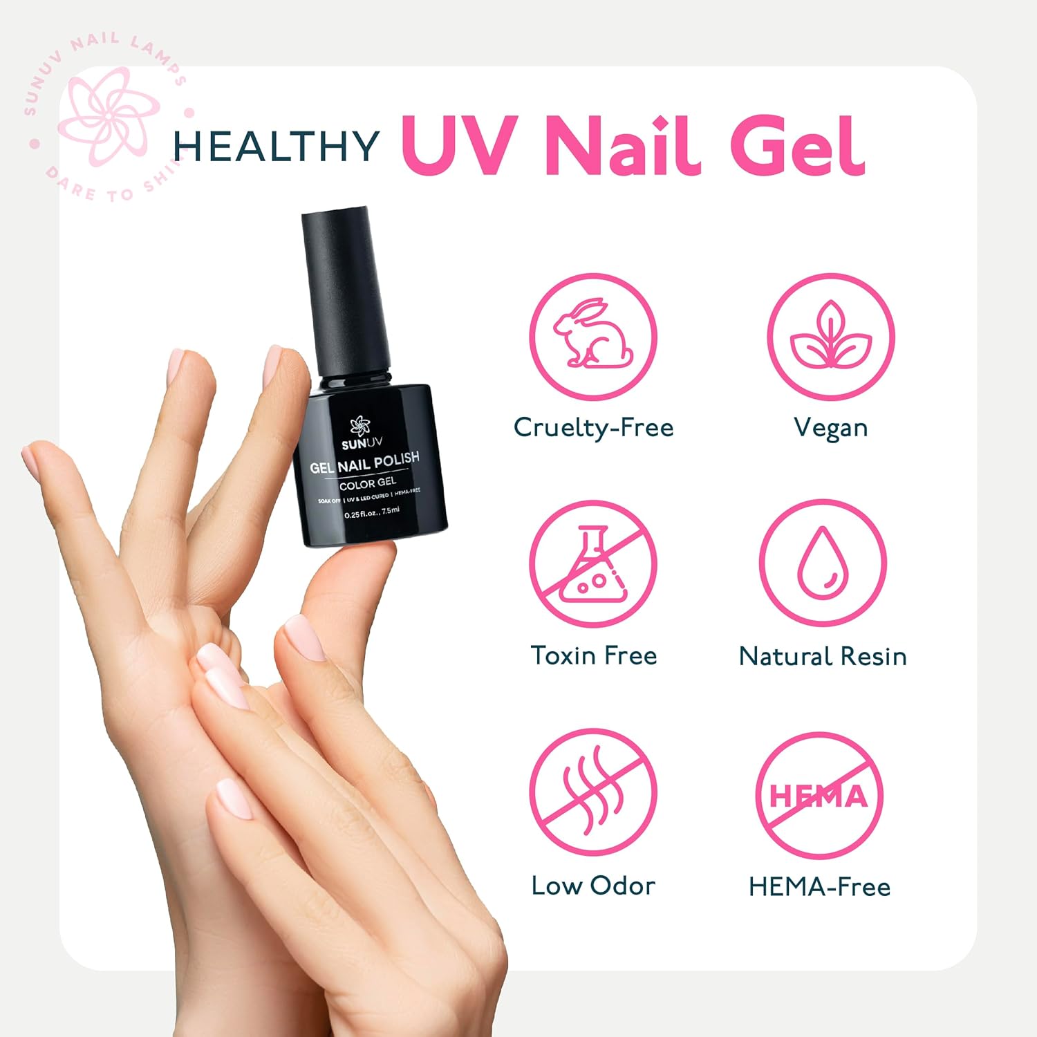 SUNUV Hema Free 16 Color Gel Nail Polish Kit with Base Top Coat,White Black Pink Nude Silver Glitters Gel Polish Set, Manicure Set Salon DIY Home Gift