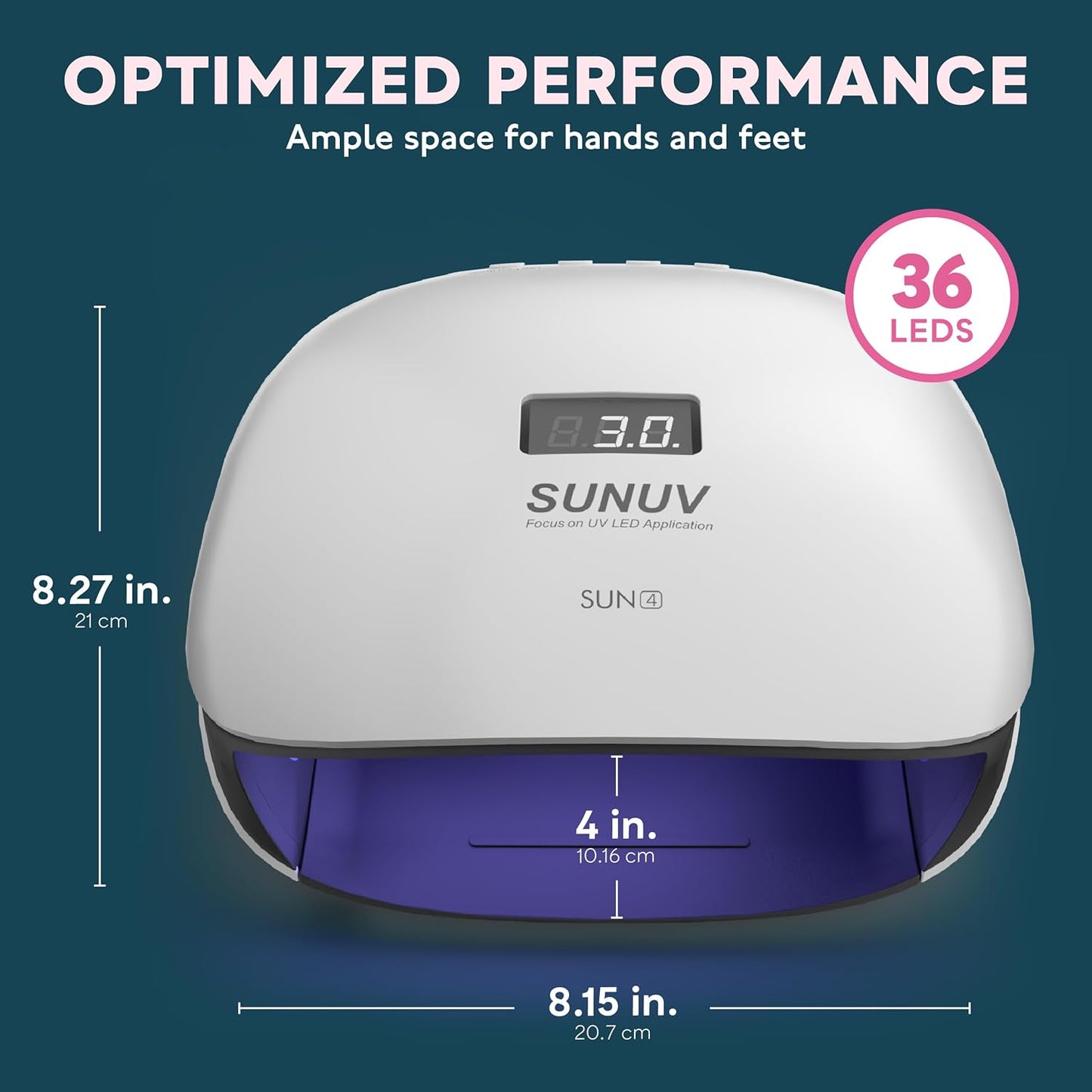 SUNUV 48W UV LED Nail Lamp, UV Light for Nails Compatible with All Gel Polish, 36 LEDS with 4 Timer Settings, LCD Display for Home Salon SUN4 Black