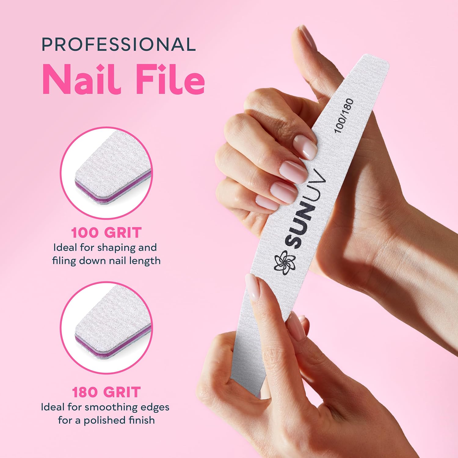 SUNUV 4PCS Cuticle Nippers, Cuticle Pusher with Nail File and Nail Buffer Set, Professional Stainless Steel Durable Pedicure Manicure Nail Care Tools