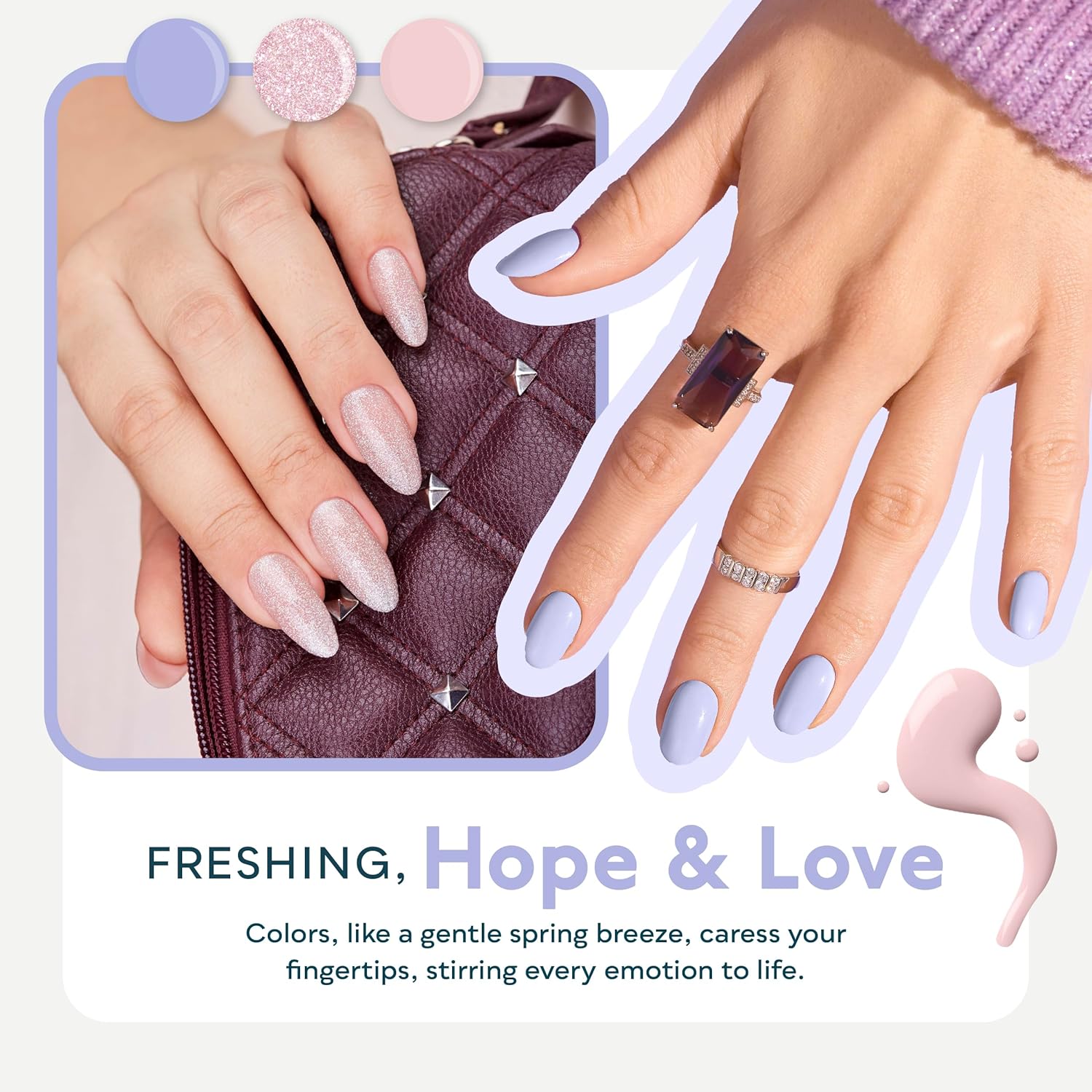 SUNUV Hema Free 16 Color Gel Nail Polish Kit with Base Top Coat,White Black Pink Nude Silver Glitters Gel Polish Set, Manicure Set Salon DIY Home Gift