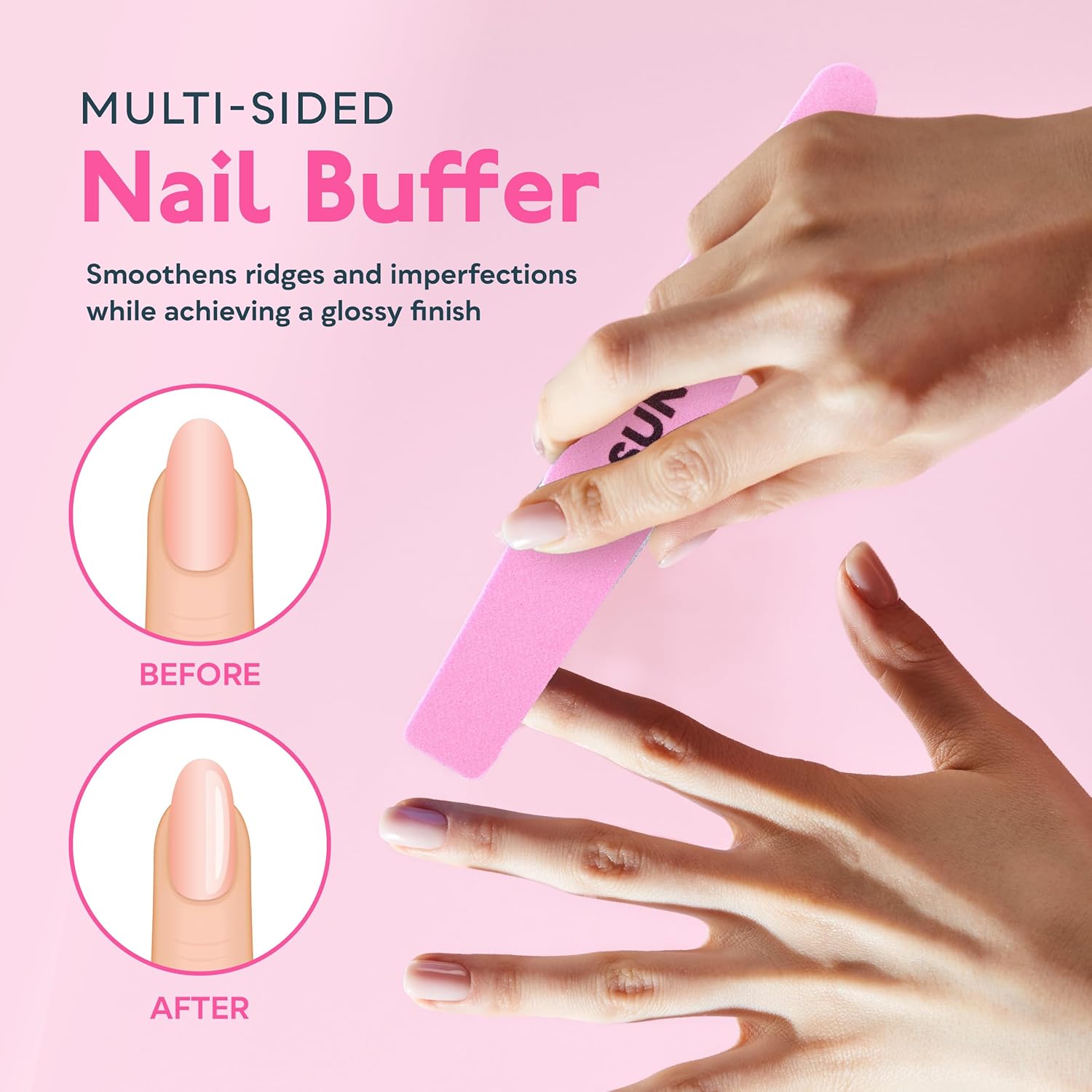 SUNUV 4PCS Cuticle Nippers, Cuticle Pusher with Nail File and Nail Buffer Set, Professional Stainless Steel Durable Pedicure Manicure Nail Care Tools